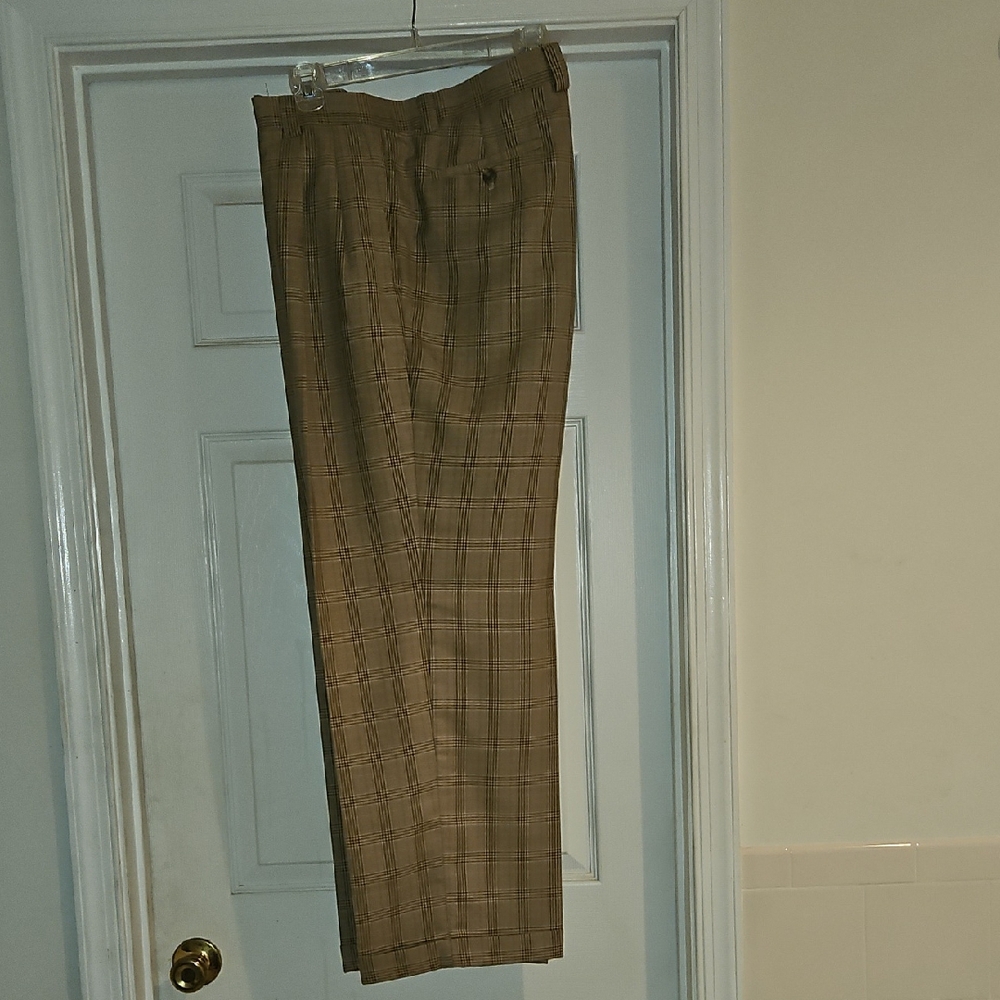 Classic Tan Plaid Men's Dress Pants